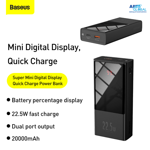 Baseus 20000mAh Super Mini Digital Display 22.5W Quick Charge Power Bank - Image 2