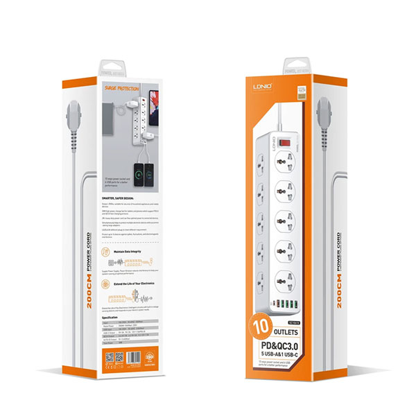 LDNIO SC10610 30W 10 Port + 1PD + 1QC + 4USB Universal Power Socket - Image 4